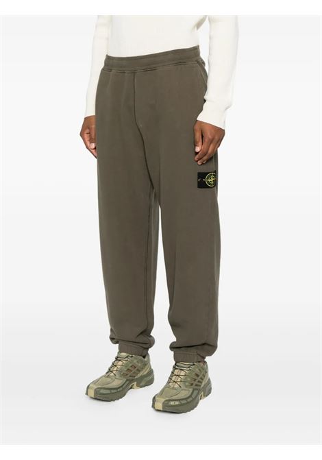 brushed organic cotton fleece sweat bottoms man military green STONE ISLAND | K2S15 6200004 S0A20V0054